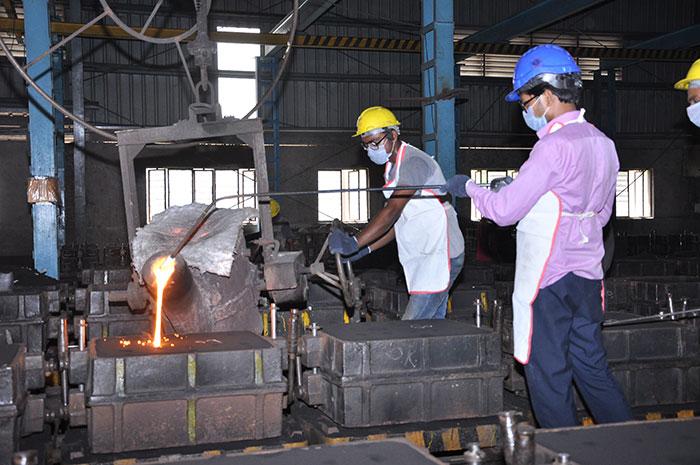 Molten Metal pouring through Monorail 