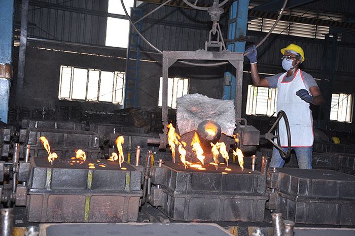 Molten Metal pouring through Monorail 